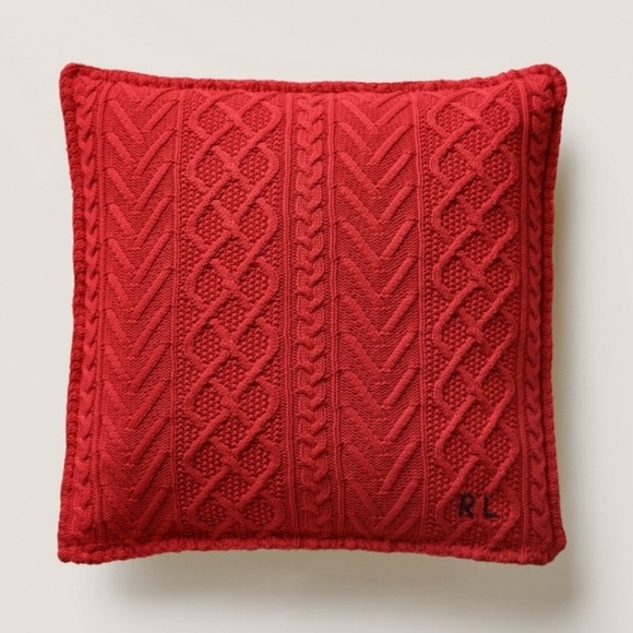 Ralph Lauren Home Red Cable Knit Highland Pillow 20x20 NWT - Picture 1 of 4